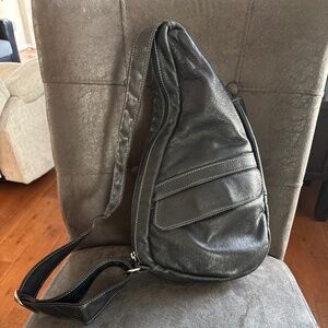 Unisex Ameribag Black Leather Sling Handbag Bag Healthy Back